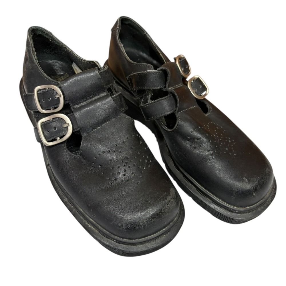 Vintage Dr. Martens Women's Mary Janes Double Buckle Leather Shoes Rare‎ Style 5